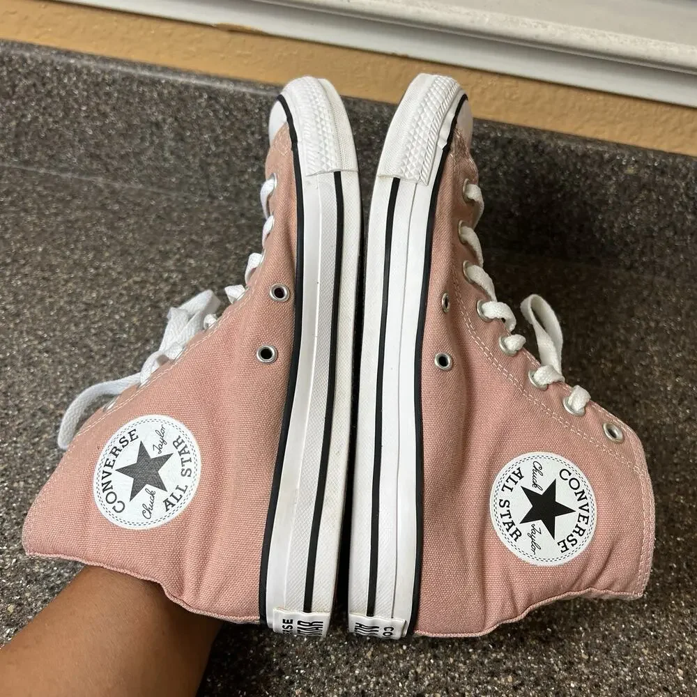 Converse All Star Hi-Top Pink/Peach Canvas Womens Sz 9.5 Sneakers Mens 7.5 Shoes